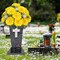 2 Bundles Yellow Daisy Artificial Cemetery Flowers for Grave Vase – 18 Heads Silk UV Resistant Outdoor Memorial Day Grave Flowers, Headstone Vase & Garden Decoration